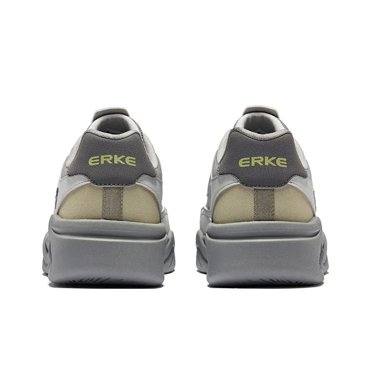Erke The Clouds Come Anti Slip Wear Resistant Low Top Skateboard Shoes Men's Medium Gray White Dew Gray-3