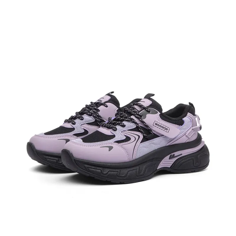 Warrior Wear Resistant Height Increasing Coverage Low Top Chunky Sneakers Women's Black Purple-2