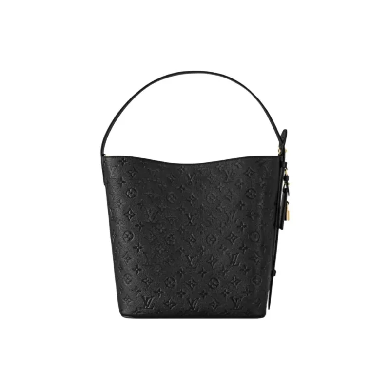 LOUIS VUITTON Embossed Grain Cow Leather Bucket Bag, Handbag, Shoulder Bag Tubas Women's Black-2