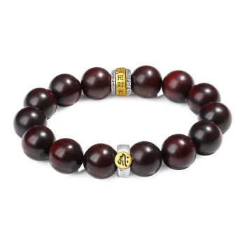 PUTUOSHANWENCHUANG Small Leaf Red Sandalwood Bracelets Unisex