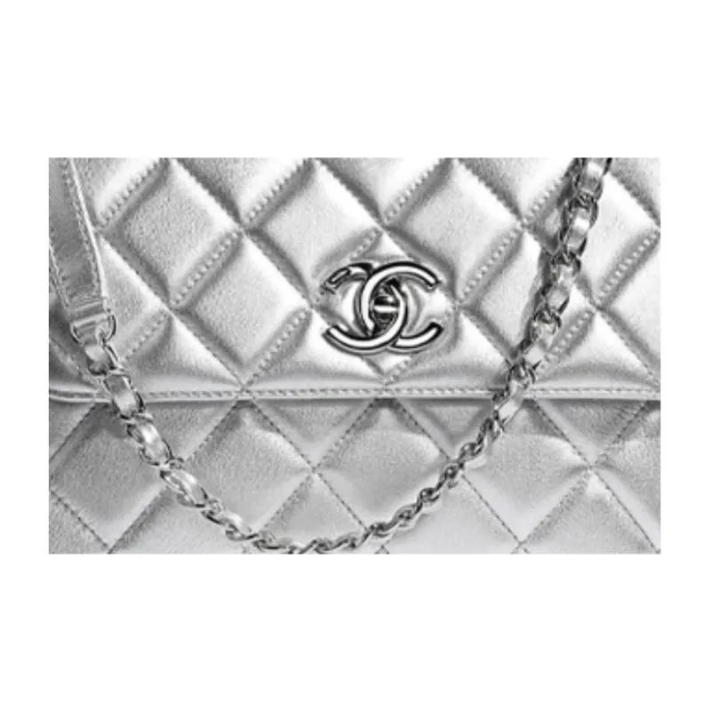 CHANEL Trendy Cc Lambskin Shoulder Bag, Crossbody Bag, Handbag Trumpets Women's Silver-4