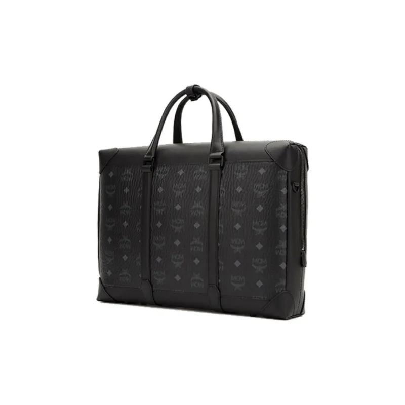 MCM Soft Berlin Visetos Cow Leather Tote Bag, Shopping Bag, Shoulder Bag, Crossbody Bag, Handbag Large Size Men's Black-1