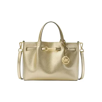 MICHAEL KORS Cow Leather Tote Bag, Shopping Bag, Shoulder Bag, Handbag Small Size Women's Gold