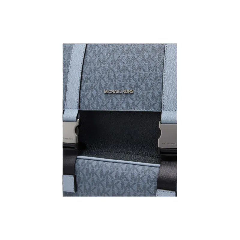 MICHAEL KORS MK Cooper Artificial Leather Laminated Fabric Backpack Men's Denim Blue With Cyan Accents-3