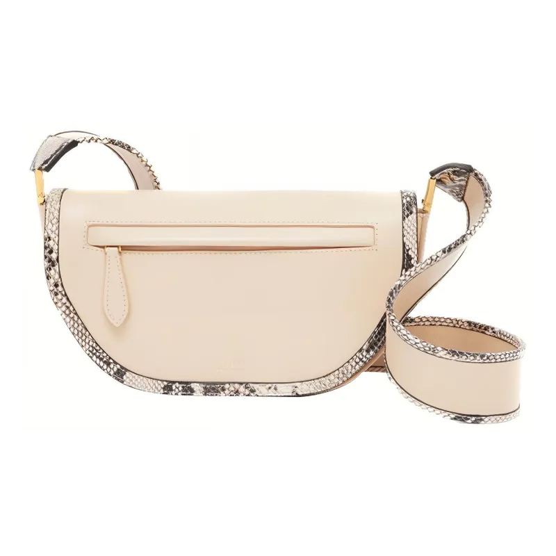 Burberry Olympia Leather Shoulder Bag Crescent Bag Handbag Shoulder Bag Small Size Women's Cheese Milk Beige-1