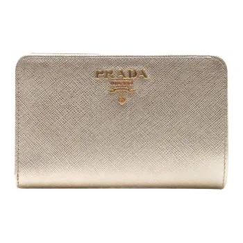 PRADA Leather Wallet Small Size Women's Silver