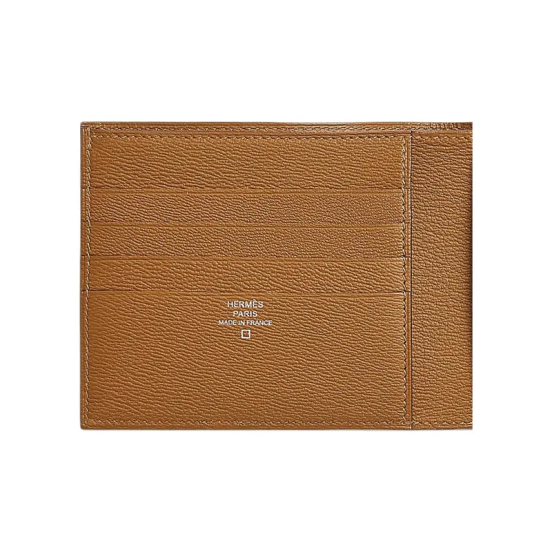 HERMES MC² Euclide Matte Crocodile Leather Wallet Men's 37 Gold Gold Brown-3
