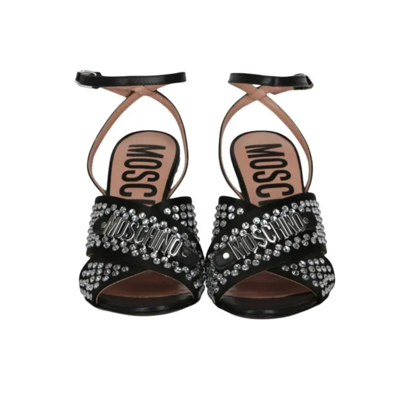 MOSCHINO One Strap Sandals 9.5cm Women's Black-4