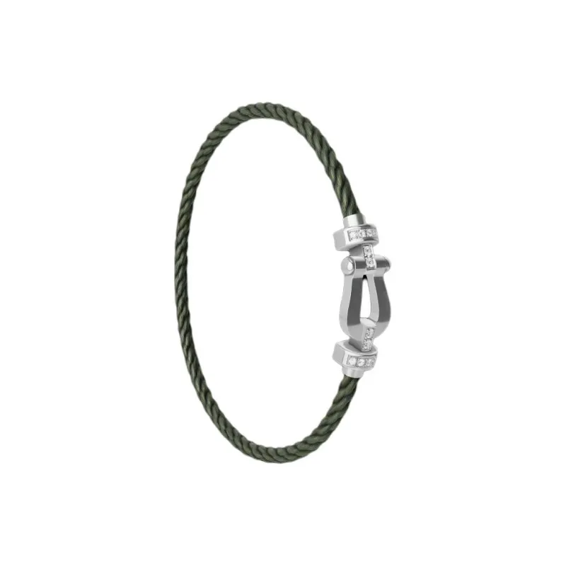 FRED 18k White Gold Diamonds Bracelets Men's Khaki-1