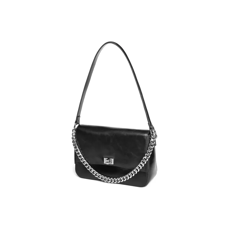 BELLE Artificial Leather Shoulder Bag Medium Size Women's Black-1