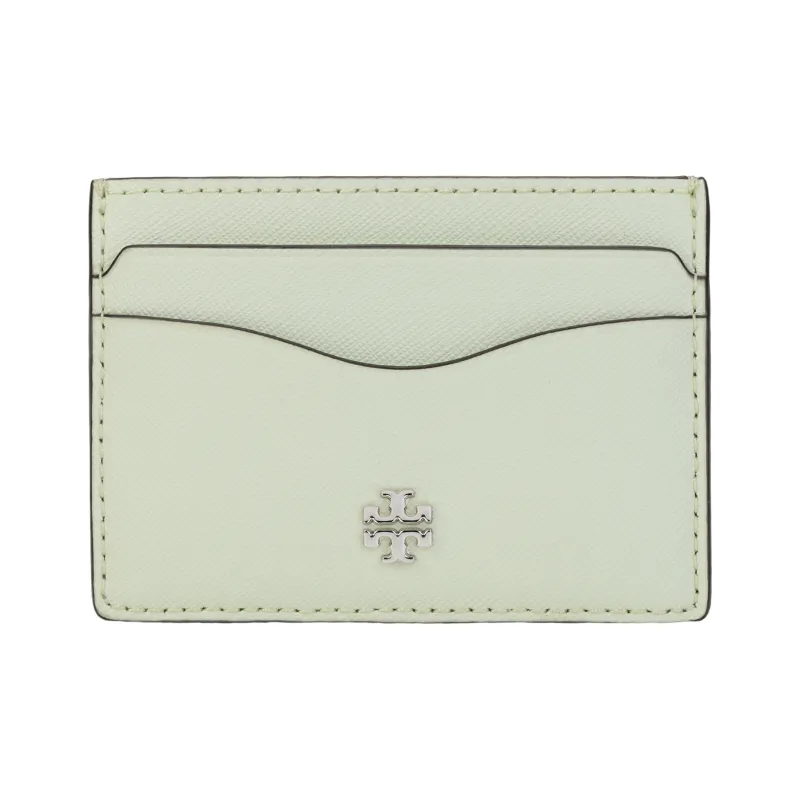 TORY BURCH Emerson Leather Card Holder Women's Light Green-0