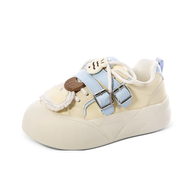 Lovely You Wear-resistant And Lightweight Low-Top Skateboard Shoes Women's Yellow Blue-1