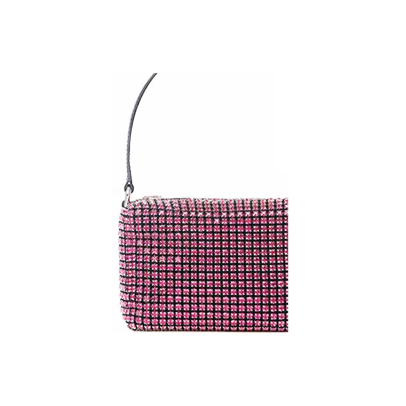 Alexander Wang Heiress Cow Leather Patchwork With Fabric Shoulder Bag Clutch Women's Peach Pink-2