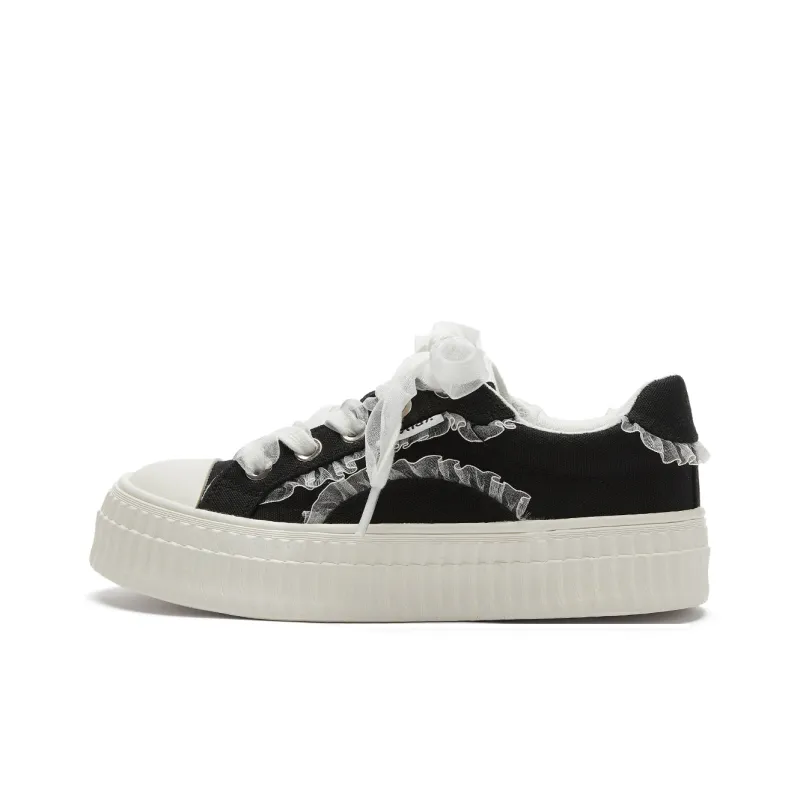 Hotwind Cream Lace Series Low-Top Canvas Shoes Women's-5