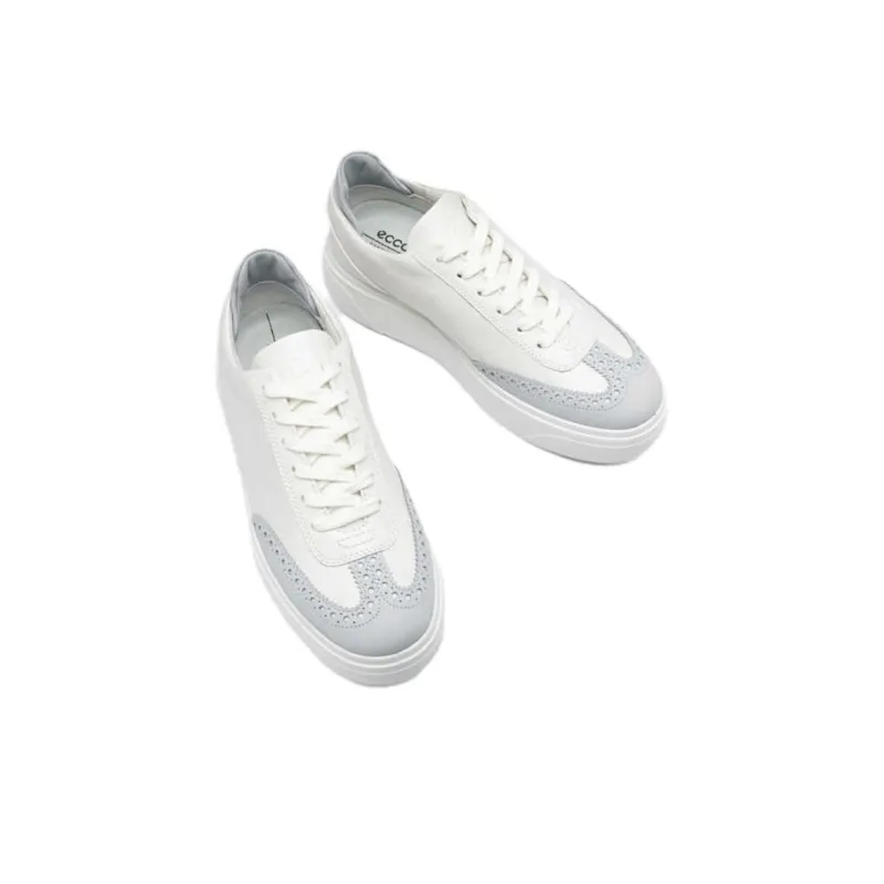 Ecco Street Stage Low Top Skateboard Shoes Women's White Blue-4