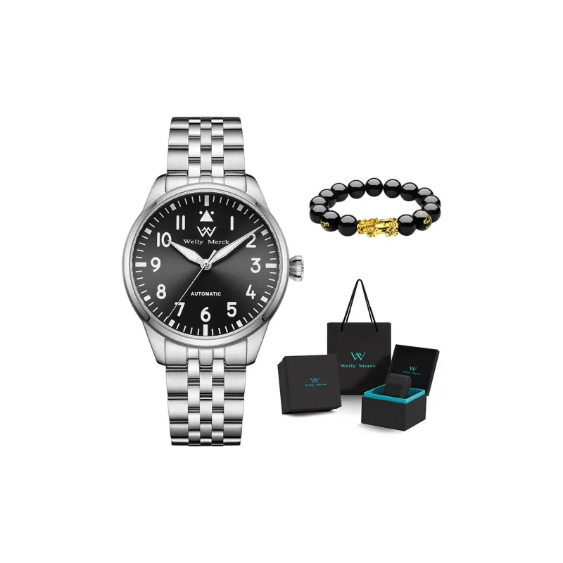 Welly Merck Automatic Mechanical Movement Watch Men's Watches Black Dial-0