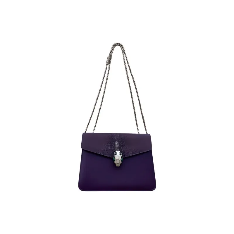BVLGARI Galuchat Leather Handbag Shoulder Bag Women's Dark Purple-0