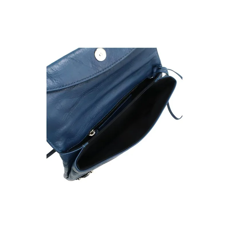 Balenciaga Cow Leather Shoulder Bag Crossbody Bag Women's Blue-3