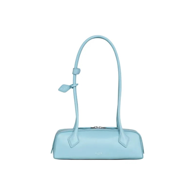 Alaia Calfskin Shoulder Bag, Dachshund Bag, Baguette Bag, Handbag, Shoulder Bag Small Size Women's Light Blue-2