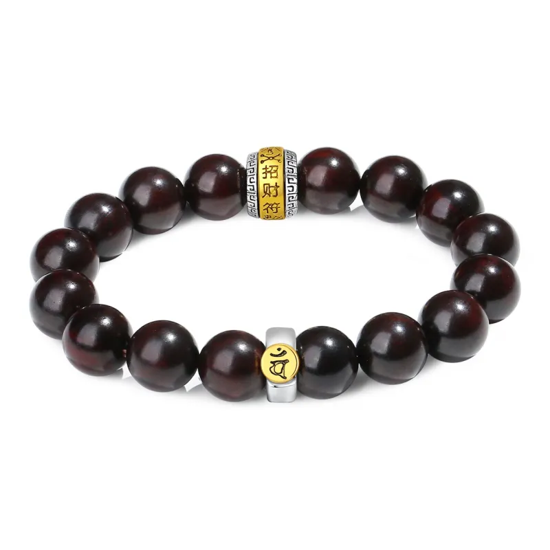 PUTUOSHANWENCHUANG Small Leaf Red Sandalwood Bracelets Unisex-11