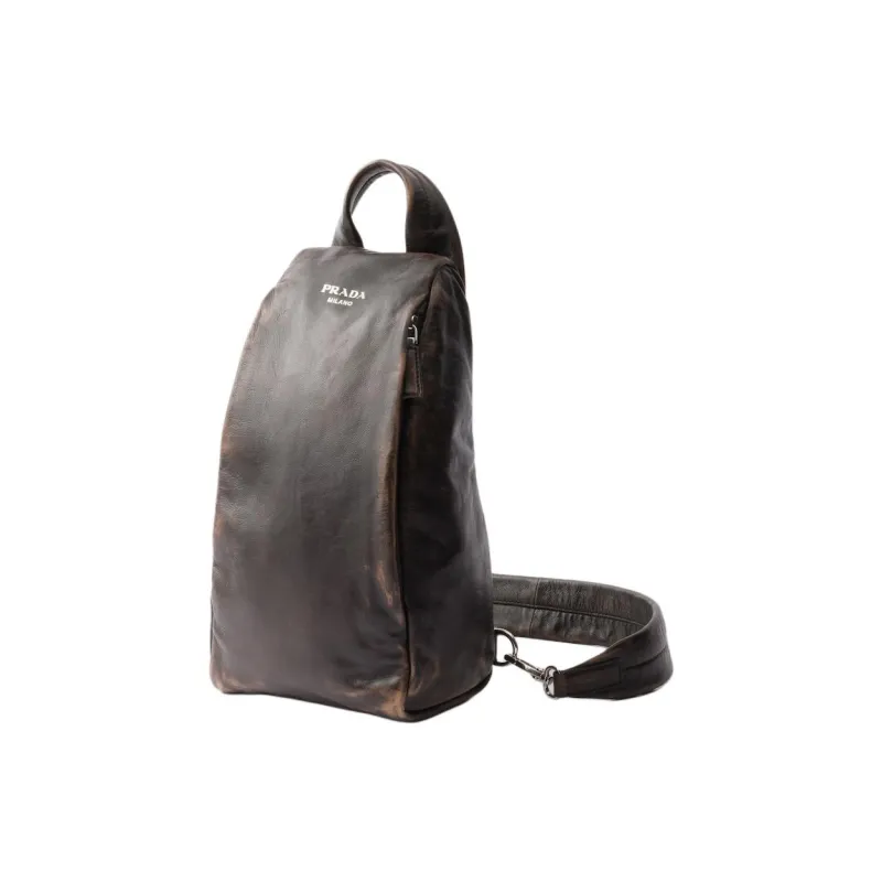 PRADA Leather Backpack Men's Dark Brown-1