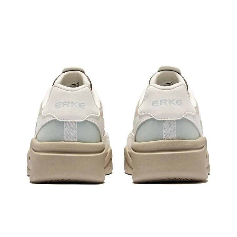 Erke The Clouds Come Wear Resistant Slip Resistant Low Top Skateboard Shoes Men's Light Linen Microcrystal White-3