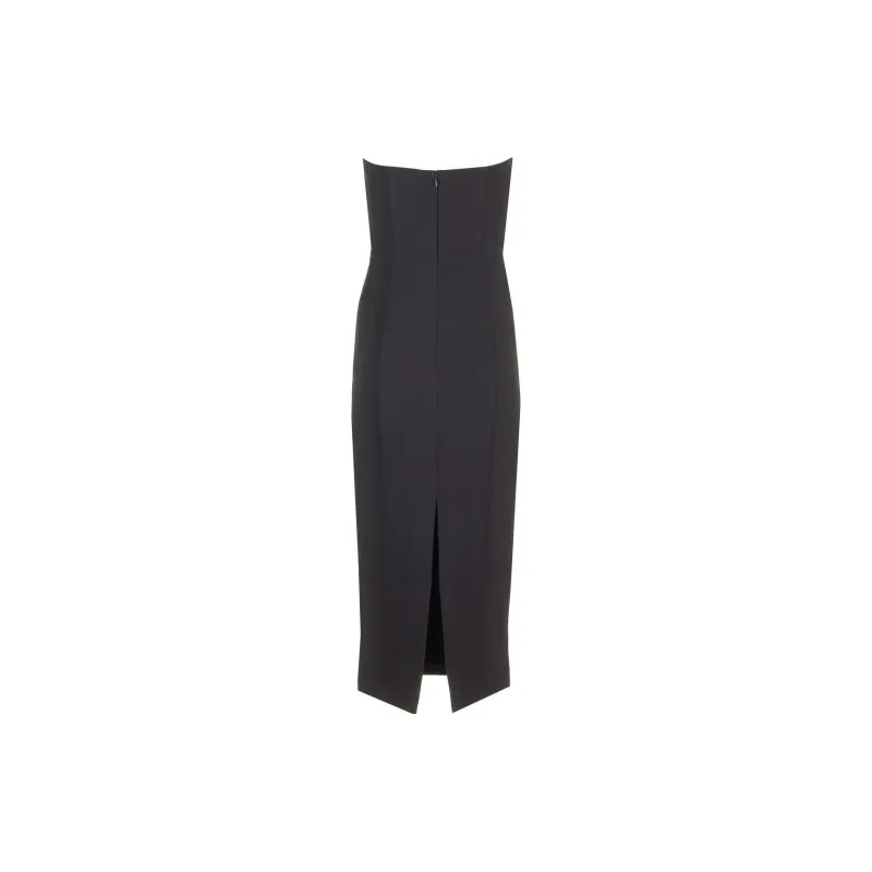 ROLAND MOURET Strapless Slit Detailed Midi Dress-1