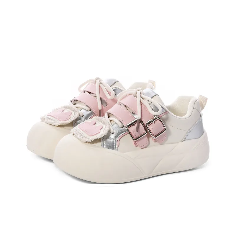 Lovely You Wear-resistant And Lightweight Low-Top Skateboard Shoes Women's Pink Silver-2