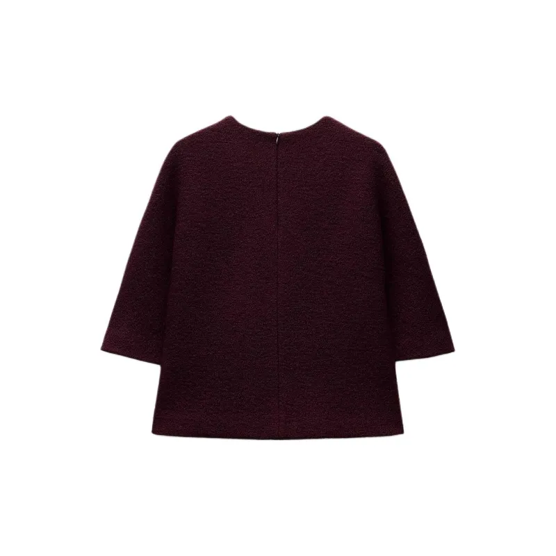 ZARA ZW Series Sweater Women's Burgundy-1