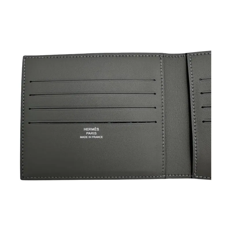HERMES Citizen Twill Swift Leather Card Holder Men's Mauve Gray-2