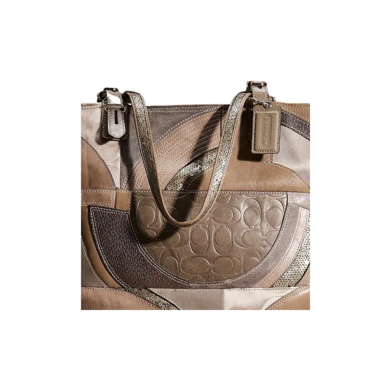 COACH Zip Top Tote Cotton Sateen Tote Bag Shopping Bag Handbags Large Size Women's Gray/Graphite-2