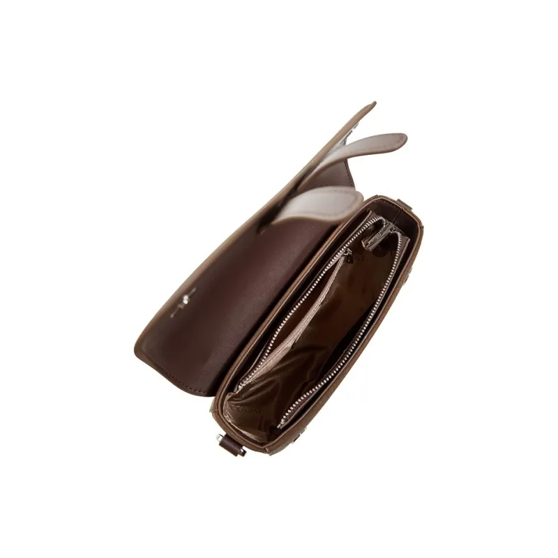 Teenmix Split Cow Leather Saddle Bag, Crossbody Bag, Shoulder Bag Trumpets Women's Coffee/Brown/Latte/Black-4