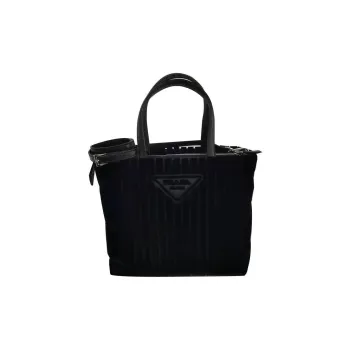 PRADA Nylon Basket Bag Shoulder Bag Crossbody Bag Handbag Large Size Women's Black