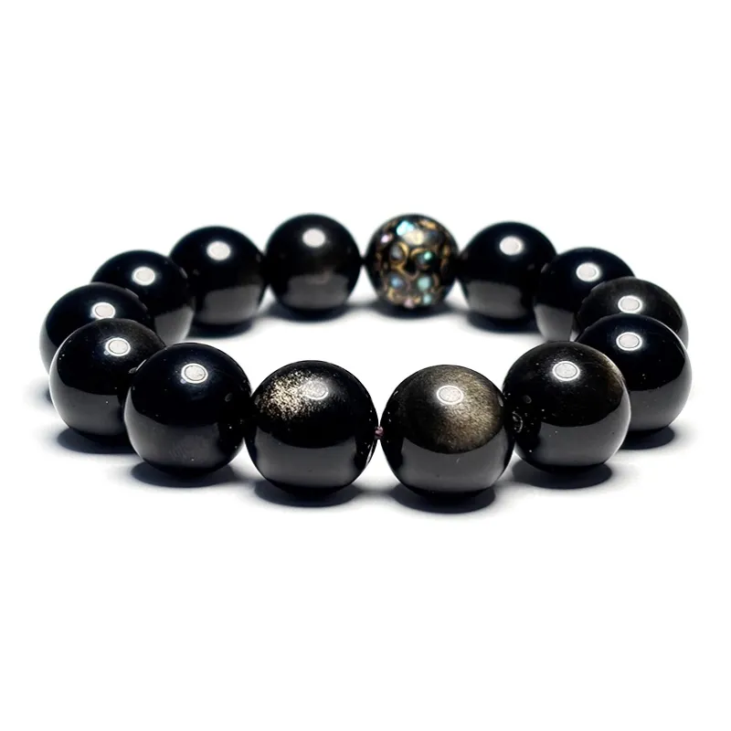 MOUNTAINS AND MANS Obsidian New Chinese Style Prosperity Beaded Bracelet Men's-2
