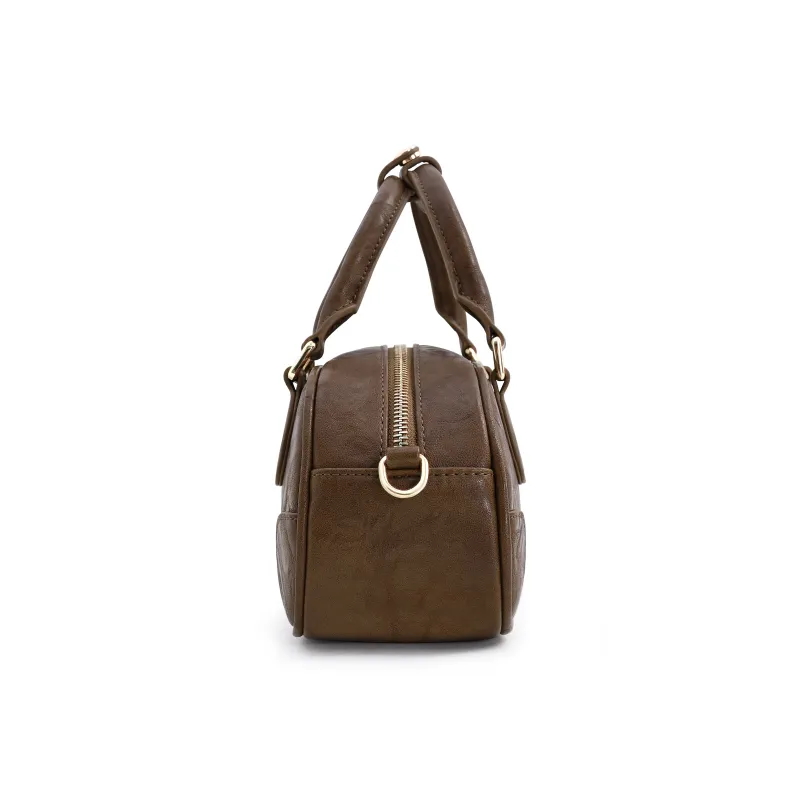 ROSEDAWN PU Bowling Bag, Handbag Women's Chocolate Brown-1