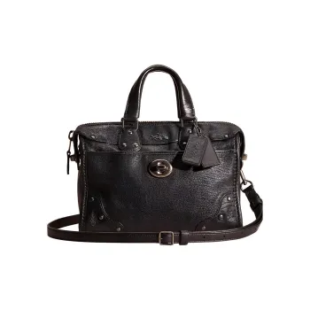 COACH Rhyder Leather Briefcase Handbag Shoulder Bag Crossbody Bag Medium Size Women's Black