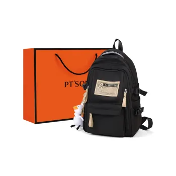 PT'SON Fabric Backpack Regular Unisex White/Red/Black