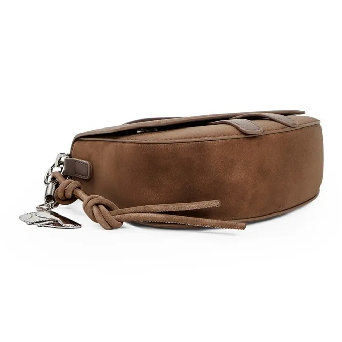 Teenmix Split Cow Leather Saddle Bag, Crossbody Bag, Shoulder Bag Trumpets Women's Coffee/Brown/Latte/Black-3