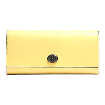 COACH Envelope Leather Clutch Envelope Bag Wallet Women's Sunflower Yellow