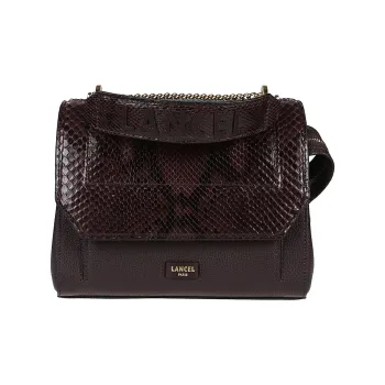 LANCEL Cow Leather Shoulder Bag Large Size Women's Chocolate