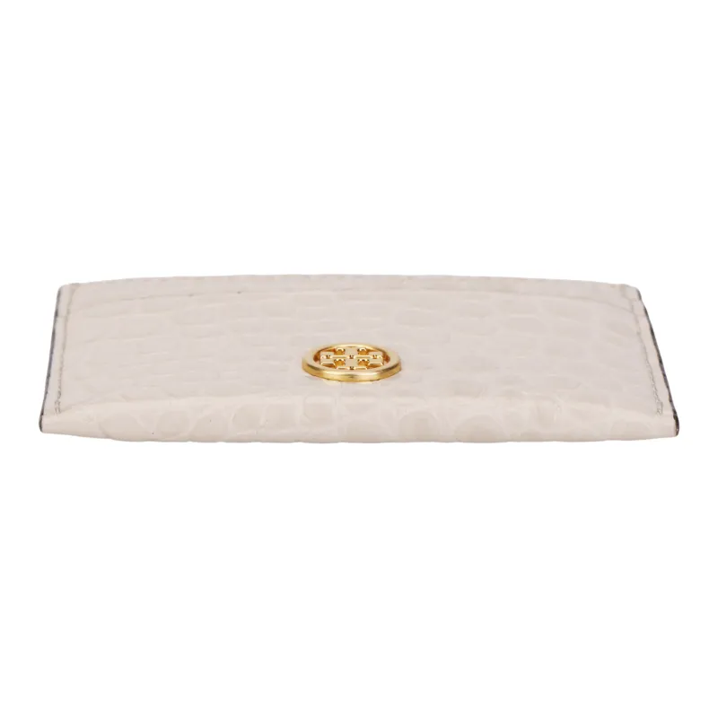 TORY BURCH Leather Card Holder Women's White-3