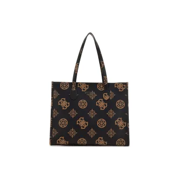 GUESS Polyurethane Tote Bag Shopping Bag Handbag Shoulder Bag Women's Dark Brown