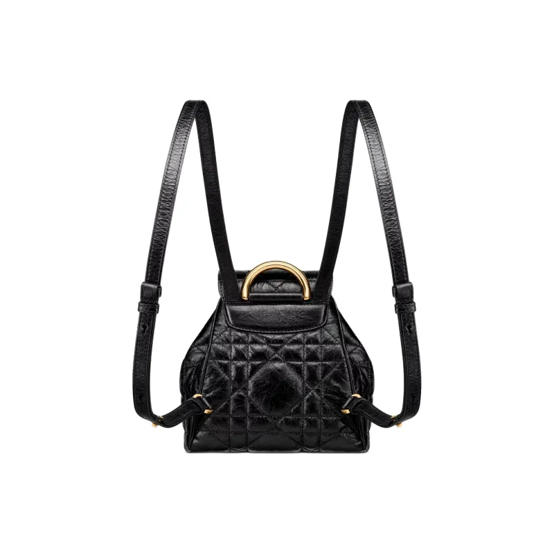 DIOR Caro Calfskin Backpack Small Size Women's Black-2