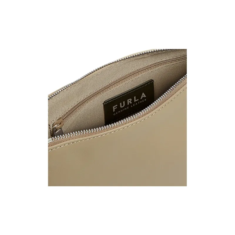Furla Moon Cow Leather Shoulder Bag, Crossbody Bag, Handbag Women's Gray-2