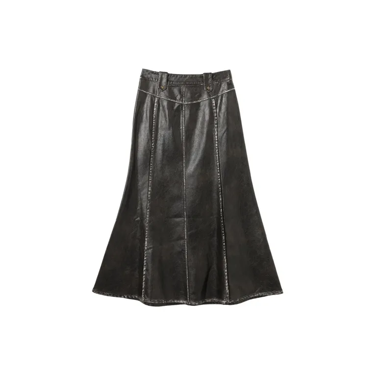 SETIROM Leather Long Skirt Women's Black-1