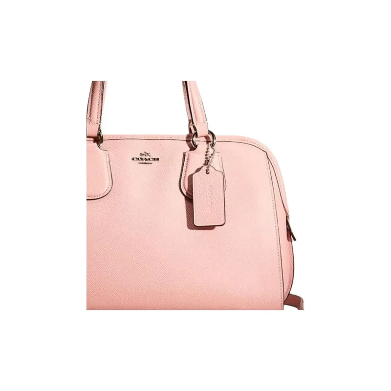 COACH Nolita Cross-Stitch Leather Shoulder Bag Crossbody Bag Handbag Large Size Women's Silver & Blush-2