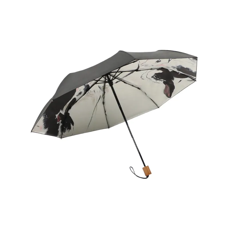 RABBITUU Wooden Heart Collection White Designer Original Umbrella Men's Trendy Folding Umbrella White Rabbit Red Wolf-2
