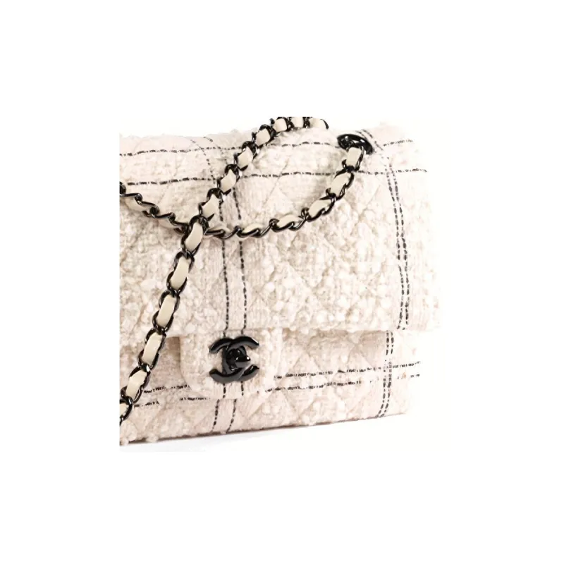 CHANEL Classic Flap CF Woolen Handbag, Shoulder Bag, Crossbody Bag Women's Light Pink-3