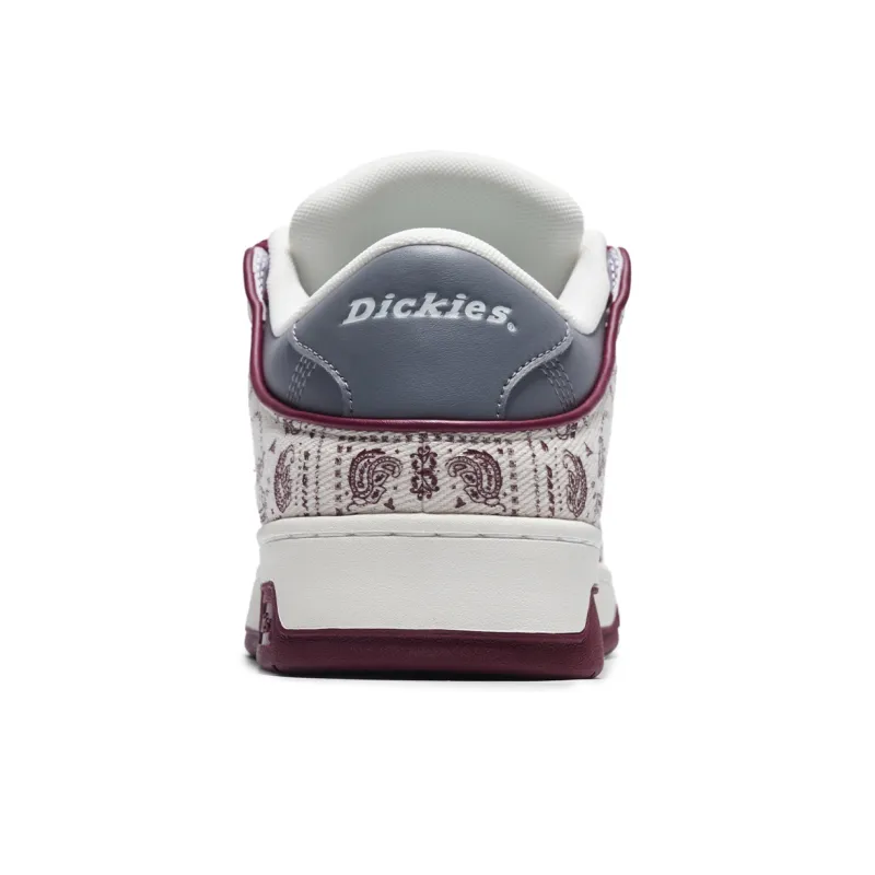 Dickies Trendy, Vintage Paisley Low Top Skateboard Shoes Men's White Red-3