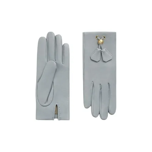 HERMES Palladium-Plated Gloves Women's Glacier Blue
